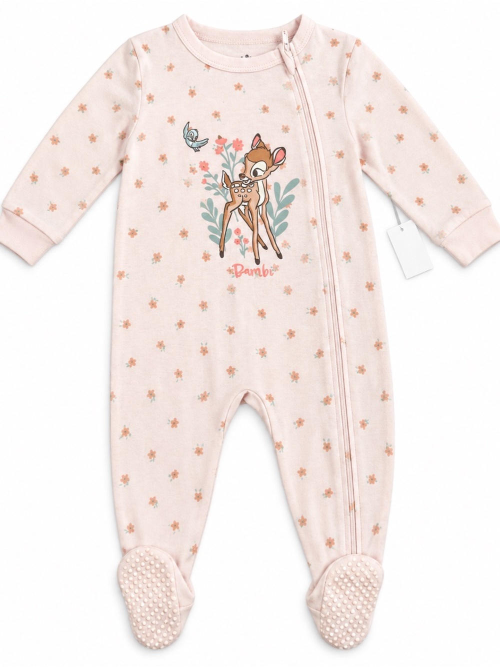 Disney Pink Bambi Floral Footed One-Piece